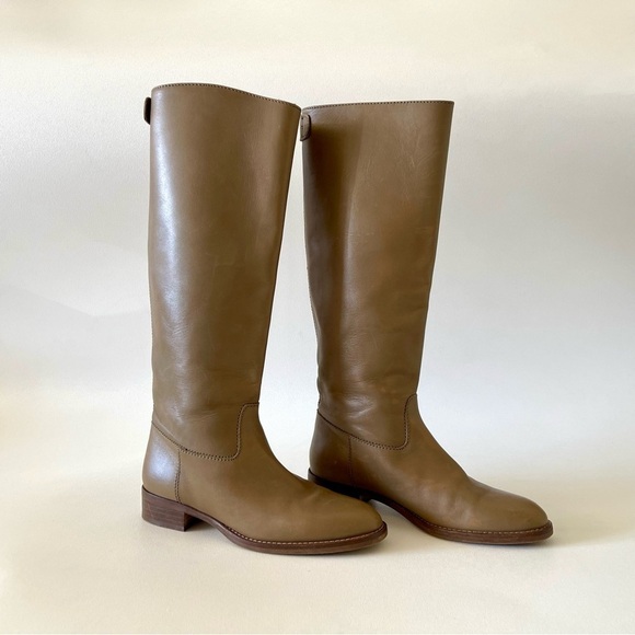 J. Crew Field Boots Riding Leather Equestrian Classic Minimalist Olive Green 6 - Picture 3 of 14